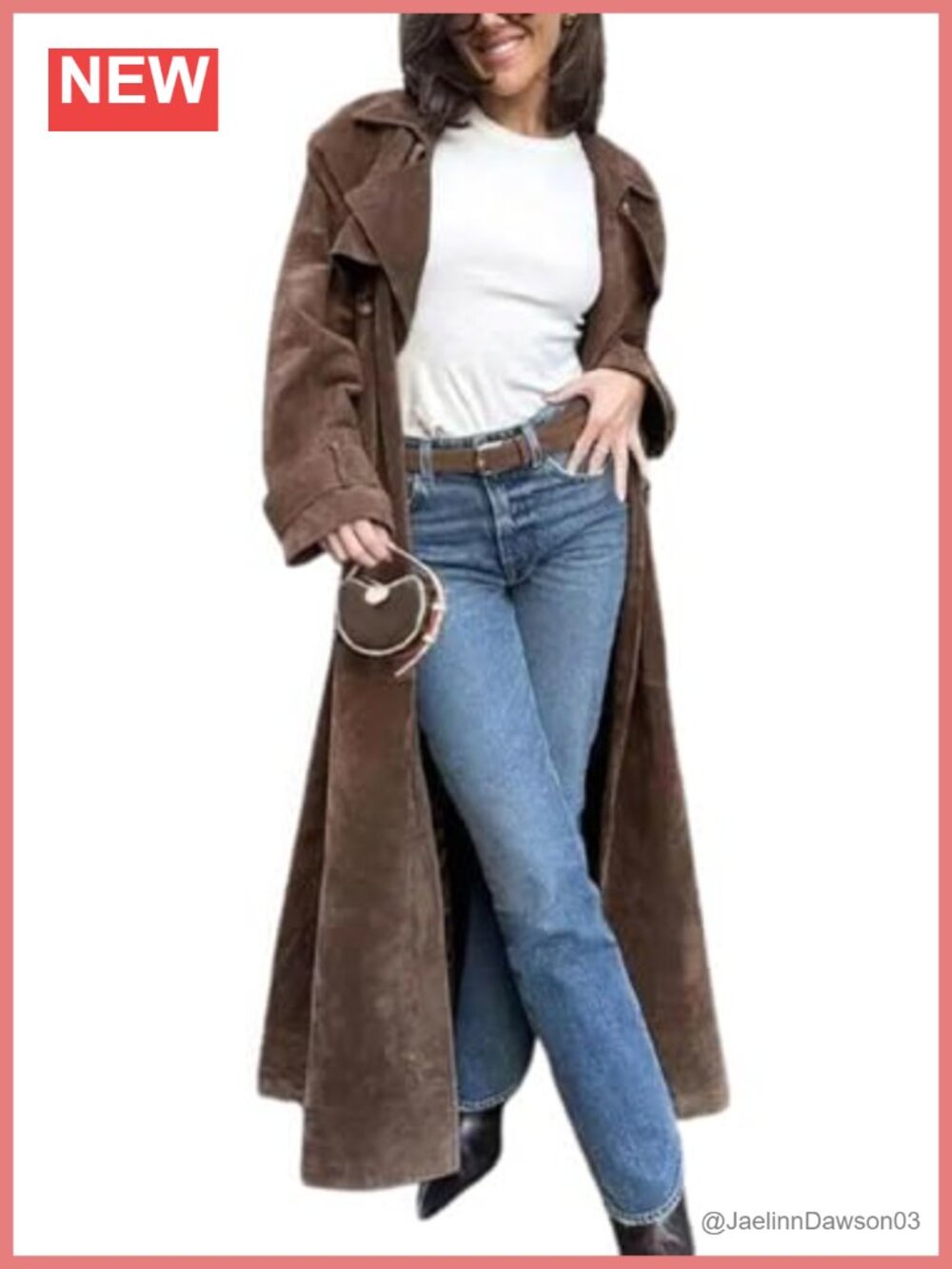 Faux Suede Open Front Trench Coat Double Breasted Maxi Overcoat Belt
